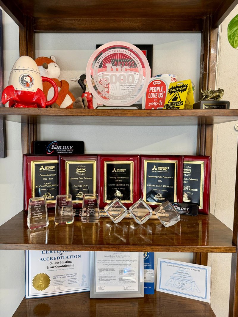 Galaxy Heating & Air Conditioning Awards and Certifications - Diamond Elite, Platinum Dealer, BBB A+