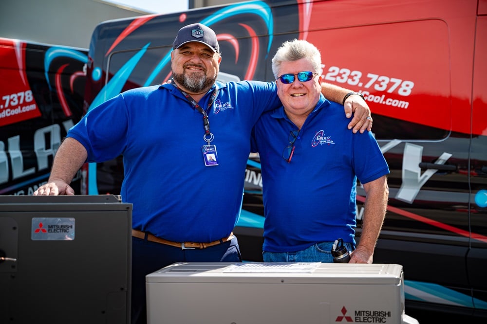 Galaxy technician with HVAC equipment