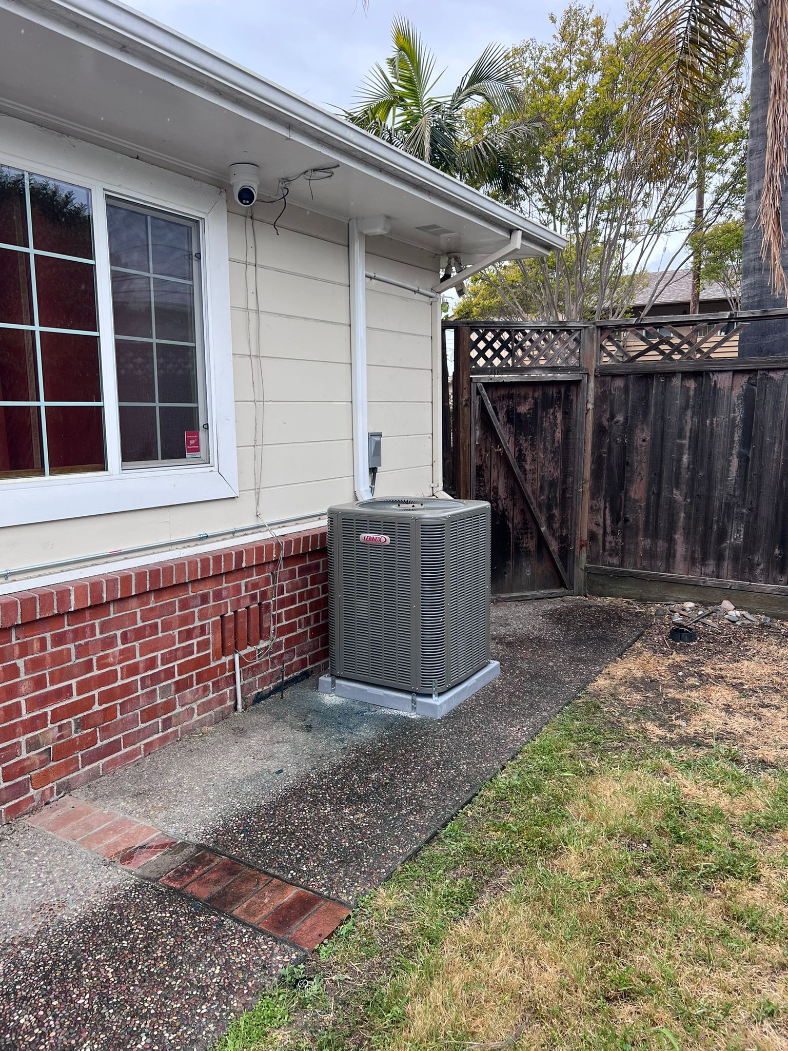 Lennox outdoor condenser installed by Galaxy Heating & Air at a Capuchino Millbrae home